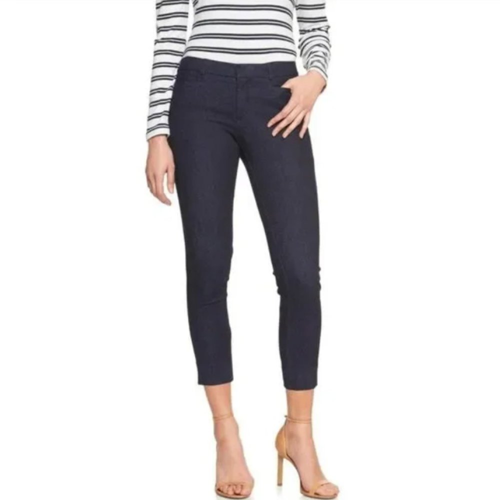 Banana Republic Sloan Fit Cropped Dark Wash Indigo Blue Denim Pants Jeans Size 8